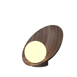 Buy american-walnut-with-frosted-glass-glass-and-white-shade Oyster Outdoor (Damp) Table Accent Lamp by Accord Lighting