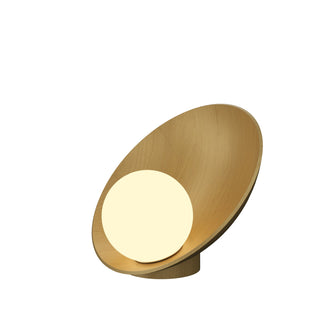 Buy organic-gold-with-frosted-glass-glass-and-white-shade Oyster Outdoor (Damp) Table Accent Lamp by Accord Lighting