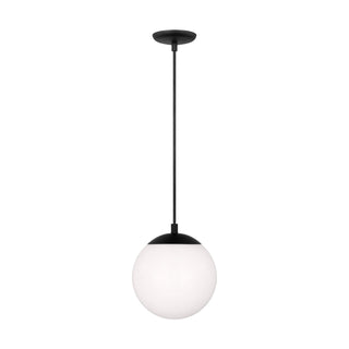 Buy midnight-black-with-smooth-white-glass-and-white-shade Leo - Hanging Globe Outdoor (Damp) Pendant by Visual Comfort Studio