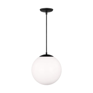 Buy midnight-black-with-undefined-glass-and-white-shade Leo-Hanging Globe Outdoor (Damp) Pendant by Visual Comfort Studio