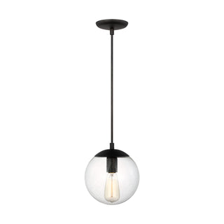 Buy midnight-black-with-clear-seeded-glass-and-clear-shade Leo-Hanging Globe Outdoor (Damp) Pendant by Visual Comfort Studio