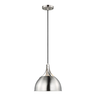 Buy brushed-nickel-and-silver-gray-shade Rockland Outdoor (Damp) Pendant by Visual Comfort Studio