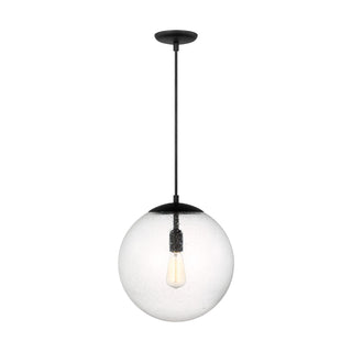 Buy midnight-black-with-undefined-glass-and-clear-shade Leo-Hanging Globe Outdoor (Damp) Pendant by Visual Comfort Studio