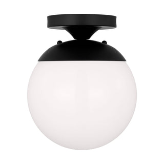 Buy midnight-black-with-smooth-white-glass-and-white-shade Leo - Hanging Globe Outdoor (Damp) Semi Flush Mount Light by Visual Comfort Studio