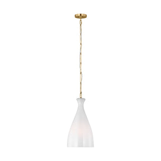 Buy burnished-brass-with-hand-blown-striated-art-glass-glass-and-white-shade Athena Outdoor (Damp) Pendant by Visual Comfort Studio