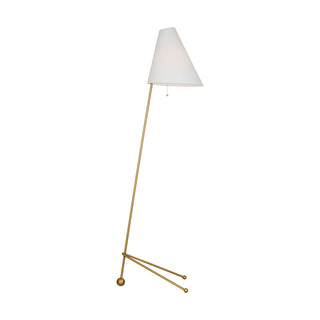 Buy burnished-brass-with-white-linen-glass-and-white-shade Gustav Floor Lamp by Visual Comfort Studio