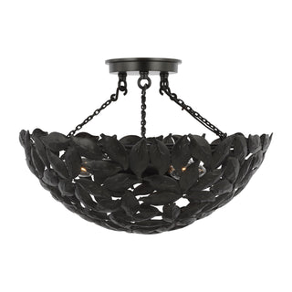 Buy aged-iron-with-aged-iron-glass-and-black-shade Kelan Outdoor (Damp) Semi-Flush Mount Ceiling Light by Visual Comfort Studio
