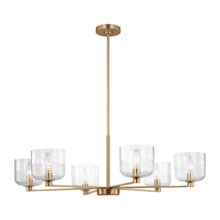 Buy satin-brass-with-clear-ribbed-glass-and-clear-textured-shade Lochdale Outdoor (Damp) Chandelier by Visual Comfort Studio