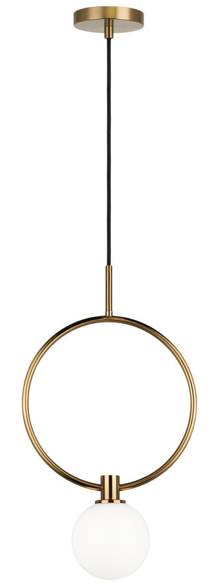 Buy aged-gold-brass-with-opal-glass-glass-and-white-shade Averley Pendant by Matteo Lighting