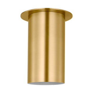 Buy satin-brass-with-brushed-steel-glass-and-brass-gold-shade Archer Outdoor (Damp) Flush Mount Ceiling Light by Visual Comfort Studio