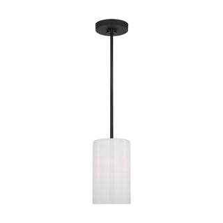 Buy midnight-black-with-clear-outside-painted-white-inside-glass-and-white-shade Rhett Outdoor (Damp) Mini Pendant by Generation Lighting