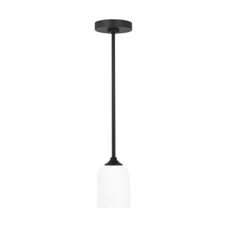 Buy midnight-black-with-etched-white-inside-glass-and-white-shade Emile Outdoor (Damp) Pendant by Generation Lighting
