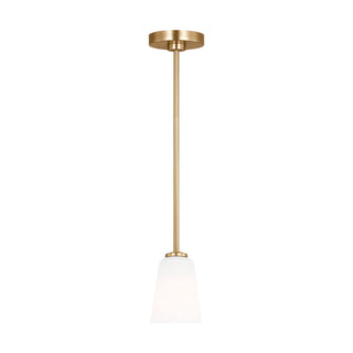 Buy satin-brass-and-white-shade Miles Mini Pendant by Generation Lighting