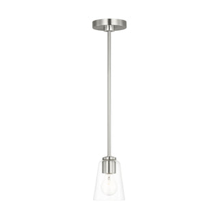 Buy brushed-nickel-and-clear-shade Miles Mini Pendant by Generation Lighting