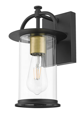 Buy matt-black-and-brass-with-clear-glass-cylinder-glass-and-clear-shade Stockwell Outdoor (Wet) Wall Lantern by Acclaim Lighting