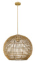 Tan Metal with Camel Rattan with Rattan Shade Glass and Woven/Natural Shade