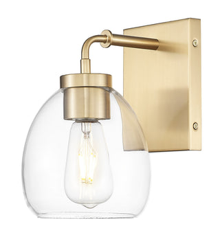 Buy brass-with-clear-glass-globe-glass-and-clear-shade Dawes Outdoor (Damp) Sconce by Acclaim Lighting