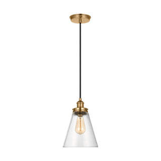 Buy satin-brass Baskin Outdoor (Damp) Pendant by Visual Comfort Studio