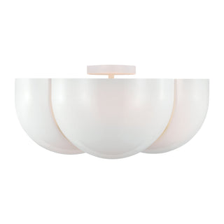 Buy matte-white-with-milk-glass-and-white-shade Cheverny Outdoor (Damp) Semi-Flush Mount Ceiling Light by Visual Comfort Studio