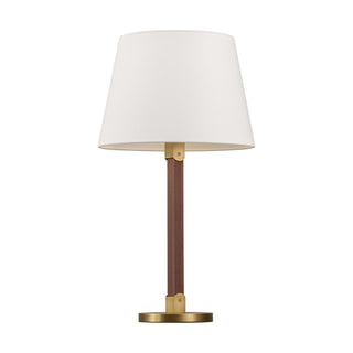 Buy time-worn-brass-with-white-linen-glass-and-white-shade Grayson Table Lamp by Visual Comfort Studio