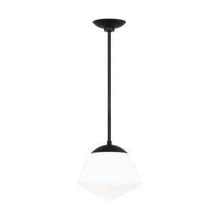 Buy midnight-black-with-milk-glass-and-white-shade Milne Outdoor (Damp) Pendant by Visual Comfort Studio