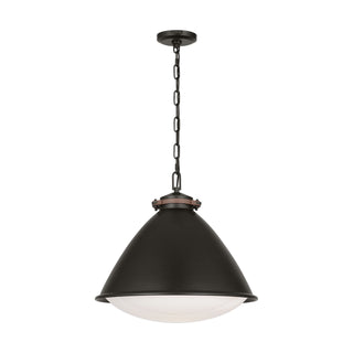 Buy aged-iron-with-milk-glass-and-metal-shade Hayward Outdoor (Damp) Pendant by Visual Comfort Studio