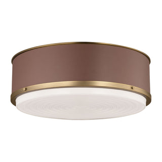 Buy time-worn-brass-with-silk-screen-white-inside-clear-outside-glass-and-amber-brown-shade Marlow Outdoor (Damp) Flush Mount Ceiling Light by Visual Comfort Studio