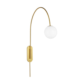 Buy burnished-brass-with-milk-glass-and-white-shade Noemie Outdoor (Damp) Sconce by Visual Comfort Studio