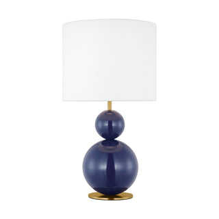 Buy navy-with-white-linen-glass-and-white-shade Suki Table Lamp by Visual Comfort Studio