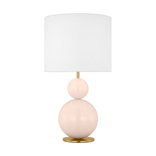 Buy blush-with-white-linen-glass-and-white-shade Suki Table Lamp by Visual Comfort Studio