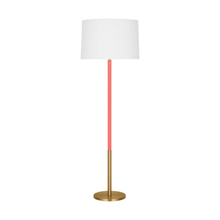 Buy burnished-brass-with-white-linen-glass-and-white-shade Monroe Floor Lamp by Visual Comfort Studio