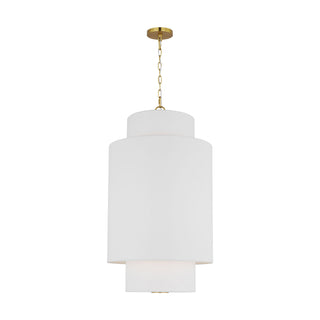 Buy burnished-brass-with-etched-glass-and-white-shade Sawyer Outdoor (Damp) Pendant by Visual Comfort Studio