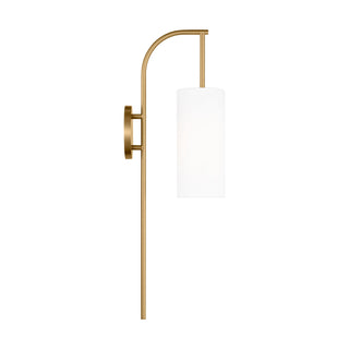 Buy burnished-brass-with-white-linen-glass-and-white-shade Lowell Outdoor (Damp) Sconce by Visual Comfort Studio