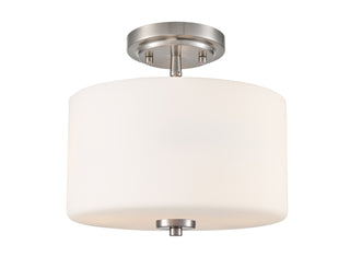 Buy brushed-nickel-with-etched-opal-glass-and-white-shade Verlana Flush Mount Ceiling Light by Millennium