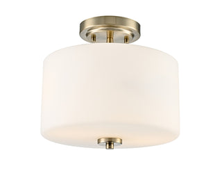 Buy modern-gold-with-etched-opal-glass-and-white-shade Verlana Flush Mount Ceiling Light by Millennium