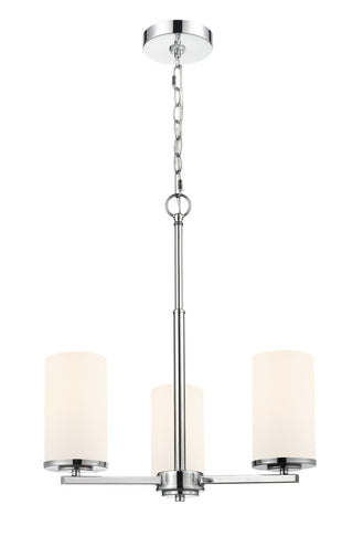Buy chrome-with-etched-white-glass-and-white-shade Verlana Chandelier by Millennium