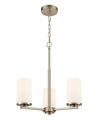 Buy modern-gold-with-etched-white-glass-and-white-shade Verlana Chandelier by Millennium