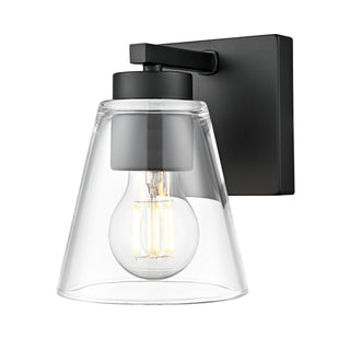 Buy matte-black-with-clear-glass-and-clear-shade Strayhan Outdoor (Damp) Sconce by Millennium