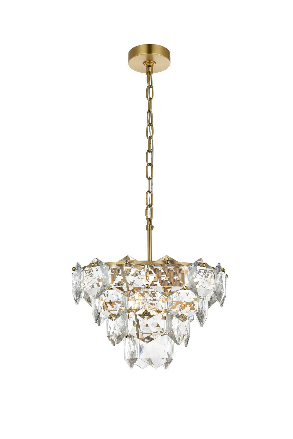Adaline Chandelier by Elegant Lighting – Lights: 6 Light (16.00"L x 16.00"W x 10.00"H) – Finish: Satin Gold and Clear and Clear Shade – Elegant Lighting-1050D16SG
