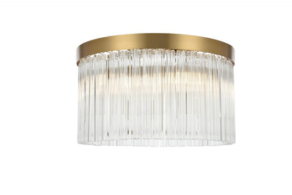 Harlow Flush Mount Ceiling Light by Elegant Lighting – Lights: 4 Light (16.00"L x 16.00"W x 10.00"H) – Finish: Satin Gold and Clear Shade – Elegant Lighting-1070F16SG