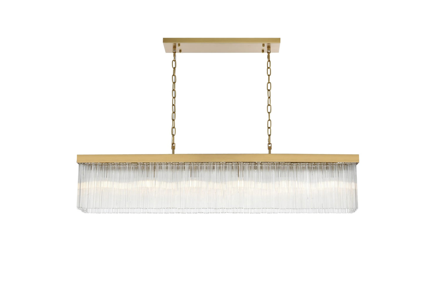 Harlow Chandelier by Elegant Lighting – Lights: 6 Light (49.00"L x 8.00"W x 9.00"H) – Finish: Satin Gold and Clear Shade – Elegant Lighting-1070G49SG