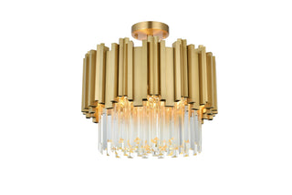 Buy satin-gold-and-clear-shade Willow Flush Mount Ceiling Light by Elegant Lighting