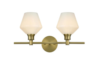 Buy satin-gold-with-white-glass-and-clear-shade Gene Outdoor (Damp) Sconce by Elegant Lighting