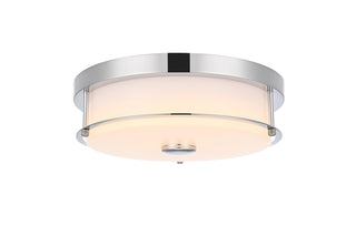 Buy chrome-with-clear-glass-and-white-shade Kolson Outdoor (Damp) Flush Mount Ceiling Light by Elegant Lighting