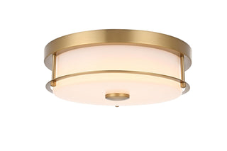 Buy satin-gold-with-clear-glass-and-white-shade Kolson Outdoor (Damp) Flush Mount Ceiling Light by Elegant Lighting