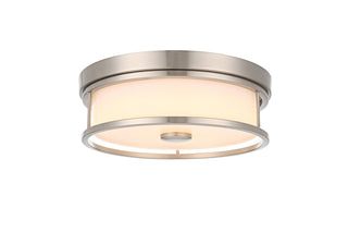 Buy polished-nickel-with-white-glass-and-white-shade Kolson Outdoor (Damp) Flush Mount Ceiling Light by Elegant Lighting