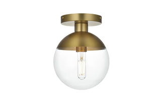 Buy satin-gold-with-clear-glass-and-clear-shade Eclipse Flush Mount Ceiling Light by Elegant Lighting