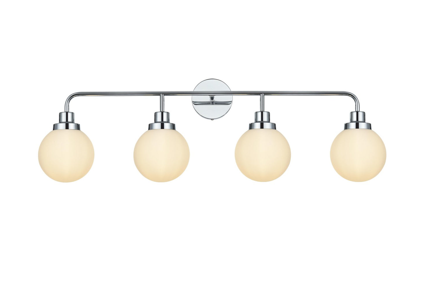 Hanson Sconce by Elegant Lighting – Lights: 4 Light (37.00"W x 12.00"H) – Finish: Chrome with Opal White Glass and White Shade – Elegant Lighting-LD7036W38C