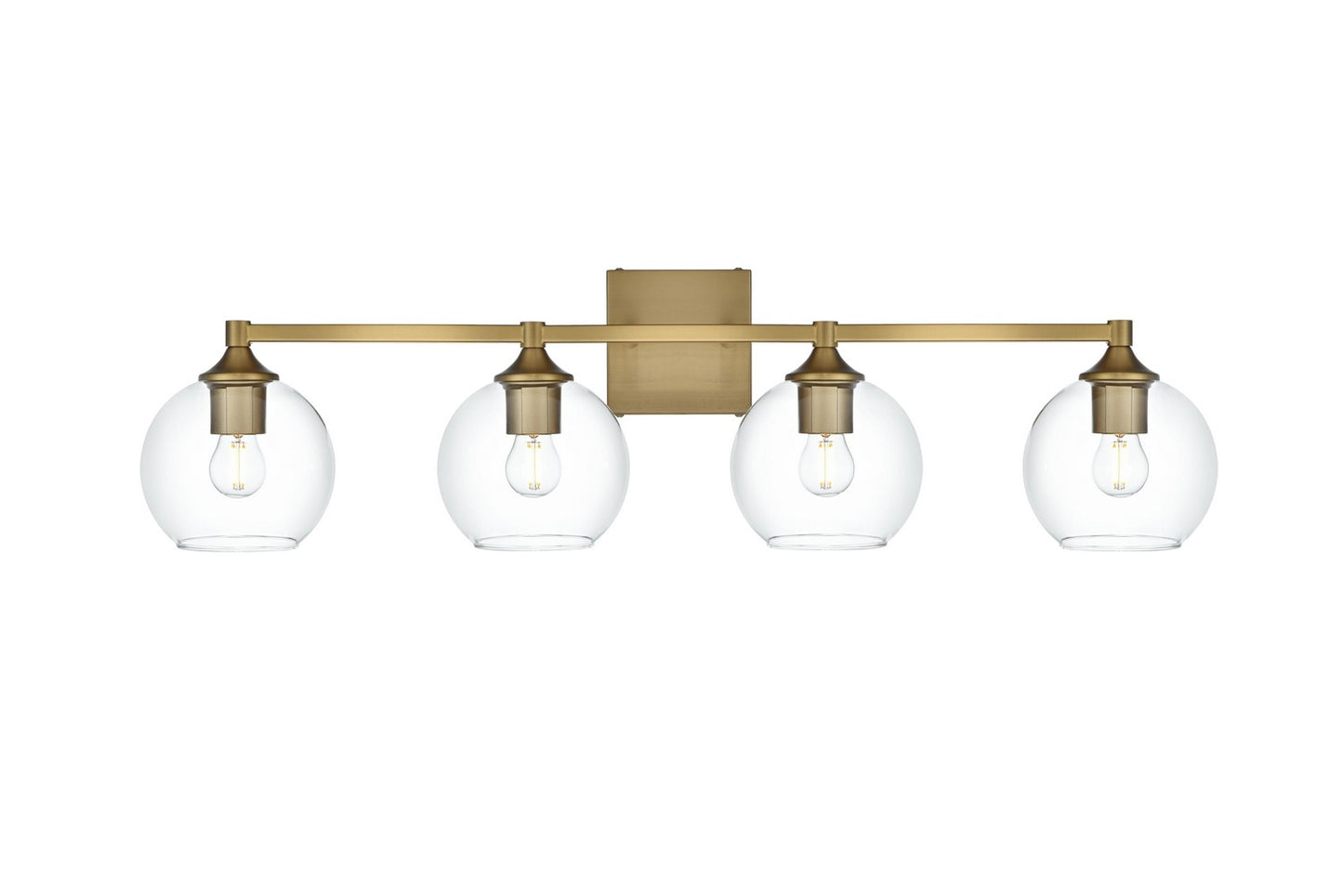 Eero Sconce by Elegant Lighting – Lights: 4 Light (33.00"W x 9.00"H) – Finish: Satin Gold with Clear Glass and Clear Shade – Elegant Lighting-LD7308W33SG