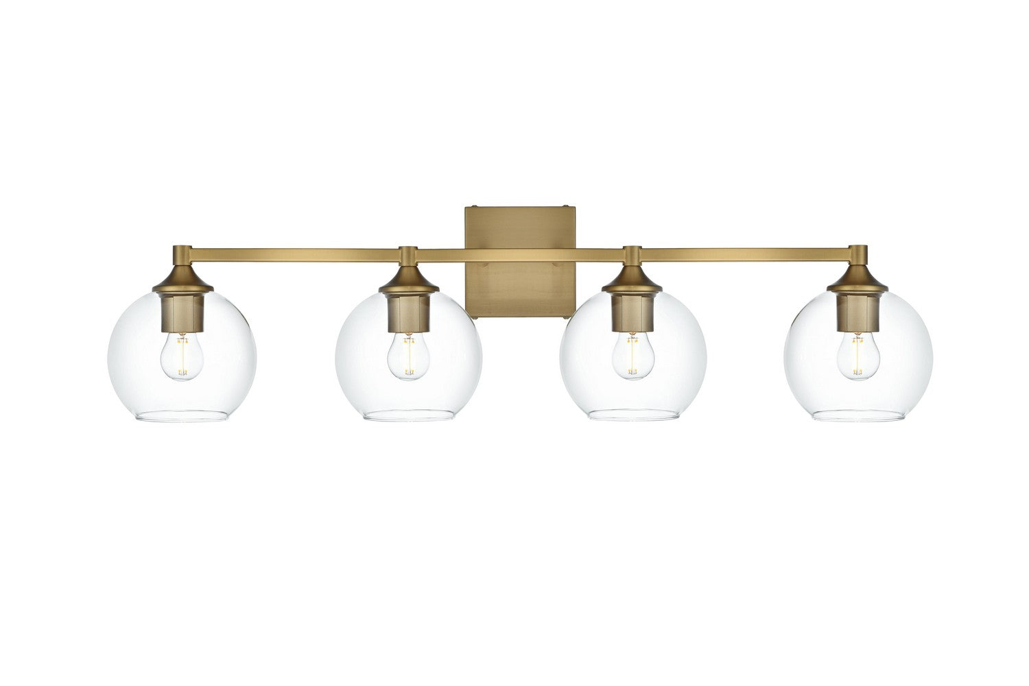 Eero Sconce by Elegant Lighting – Lights: 4 Light (33.00"W x 9.00"H) – Finish: Satin Gold with Clear Glass and Clear Shade – Elegant Lighting-LD7308W33SG